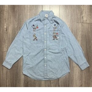 Vintage 1998 Looney Tunes Road Runner And Wile E. Coyote Button Up Size XS